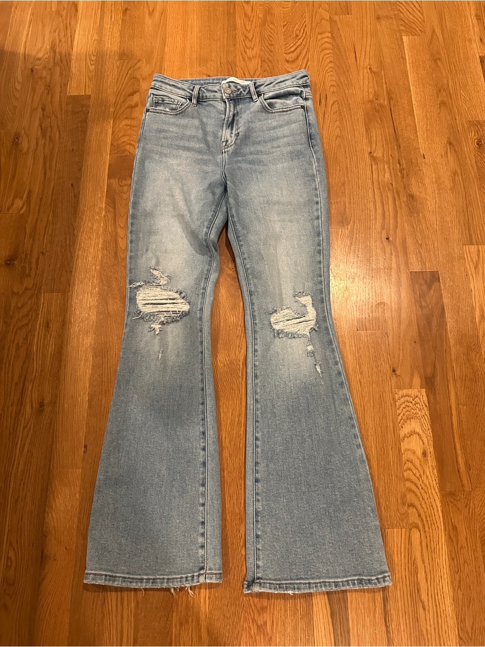 Altar'd State Light Blue Distressed Flare Jeans